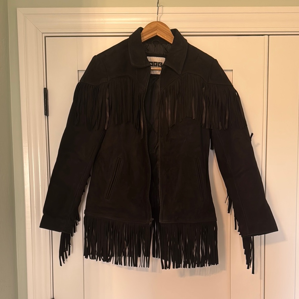 Black Fringe Leather Jacket